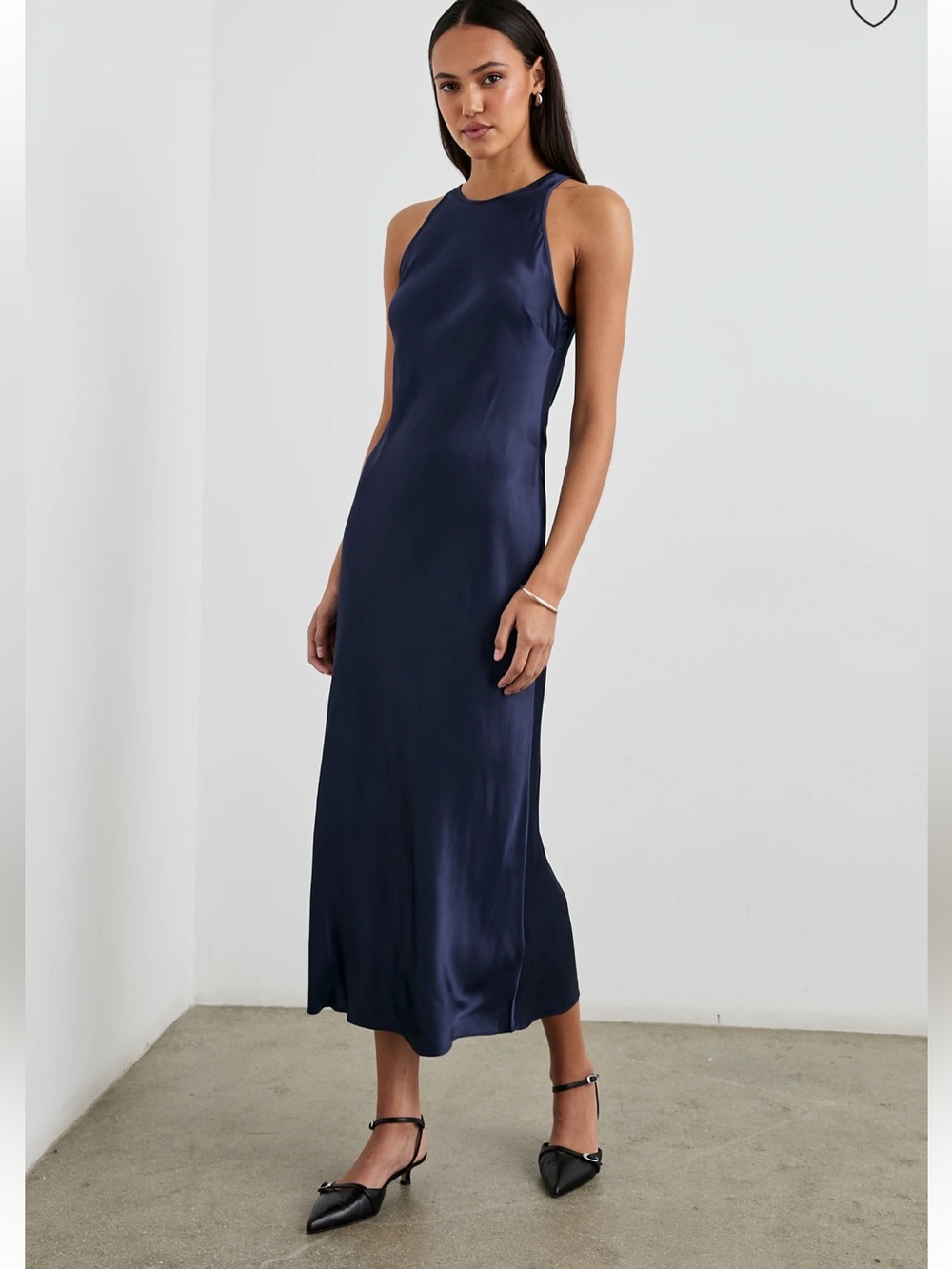 $258 Rails Solene Dress MIDI/ Maxi Navy Slip Dress NWOT L/ XL Wedding Guest